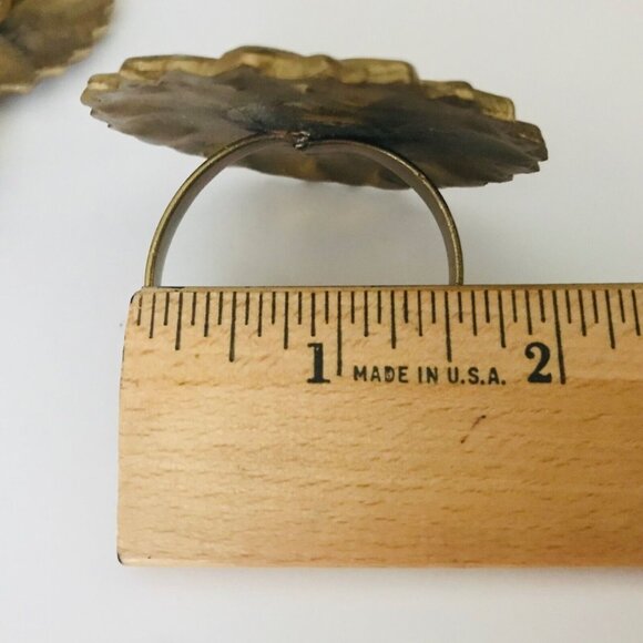 Vintage Set 4 Brass Sunflower Napkin Rings Flower Shaped Metal Napkin Holders - Picture 6 of 6